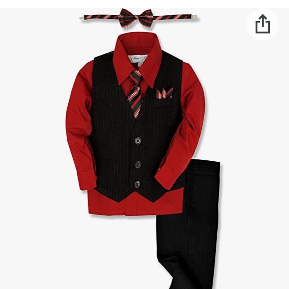COPY - New red/black Christmas suit. Size 6